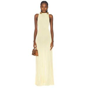 JACQUEMUS La Robe Maille Sculta in Light Yellow 36 New Womens Maxi dress Gown